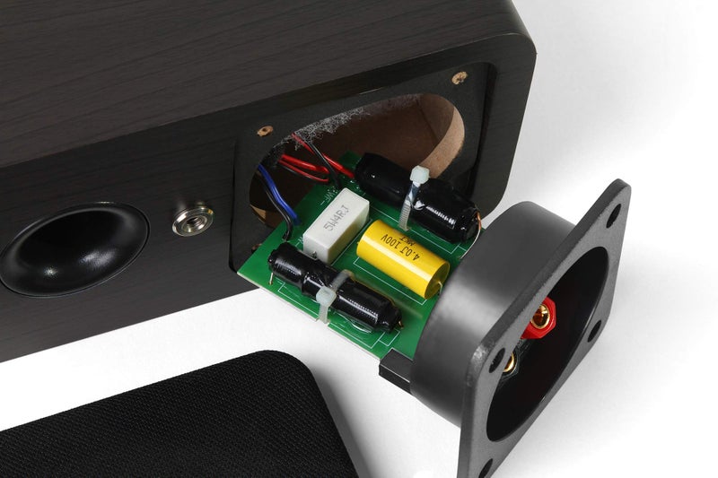 Micca OoO Slim Center Channel Speaker with 3-Inch Woofers and Silk Tweeter, Thin Design Under 4" Tall, for Desktop Stereo or Home Theater Surround Sound, Wall Mountable, Single, Dark Walnut - Image 5